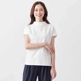 人手2件！接触冷感 品鉴高支丝光匹马棉 时髦半高领设计感短袖T恤