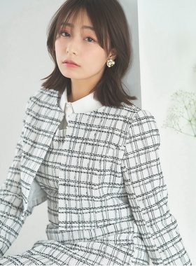 粗花呢短外套+背心连衣裙套装