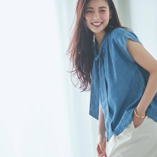 1.8w+R1ve家 柔滑/垂坠【奥地利㊣兰精/天丝牛仔】减龄飘带领衬衫
