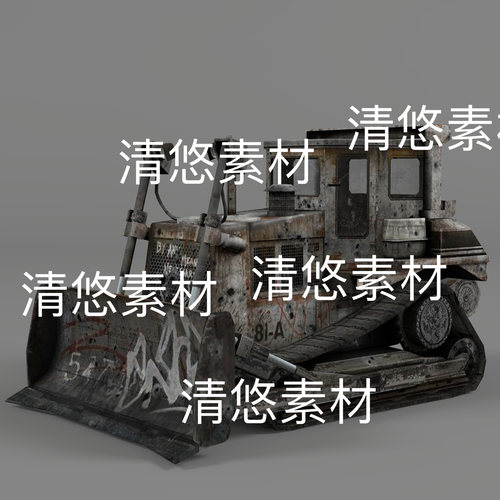 c4d fbx obj格式中东战争烧毁报废推土车场景装饰文件 非实物D758