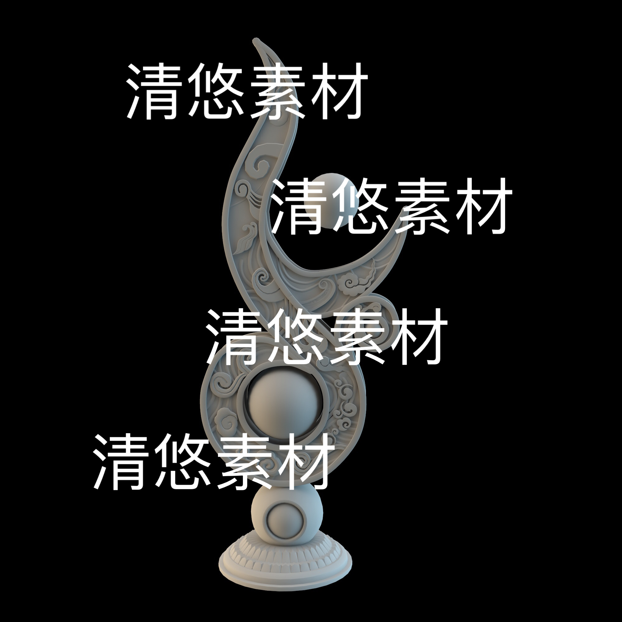 3dmax c4d fbx obj格式古风仙侠玄幻花纹天眼文件 非实物B885