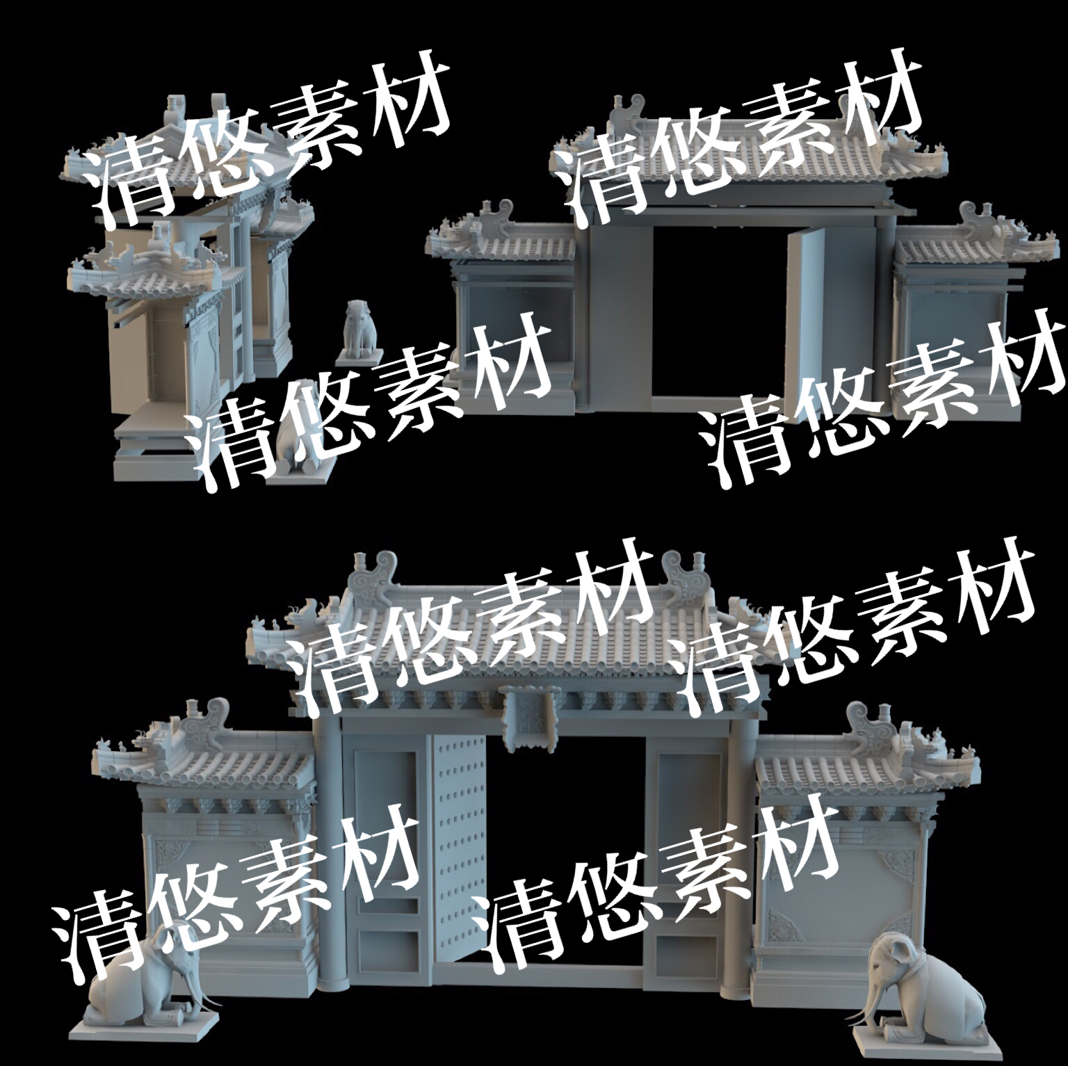 3dmax c4d fbx obj格式故宫建筑承光门设计参考文件 非实物B239