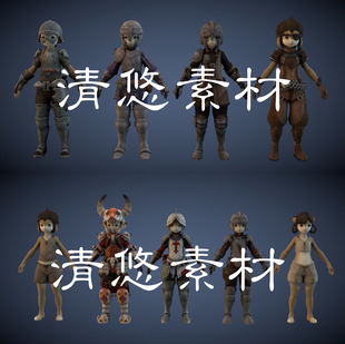 半兽人卡通可爱中世纪战士士兵男女人物骨骼绑定 A199 fbx格式 c4d