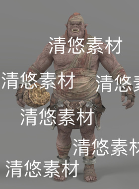 c4d fbx格式魔兽半兽人战士屠夫骨骼绑定模型文件 非实物D372