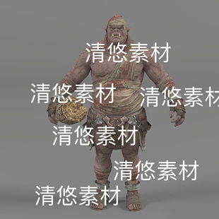 魔兽半兽人战士屠夫骨骼绑定模型文件 非实物D372 fbx格式 c4d