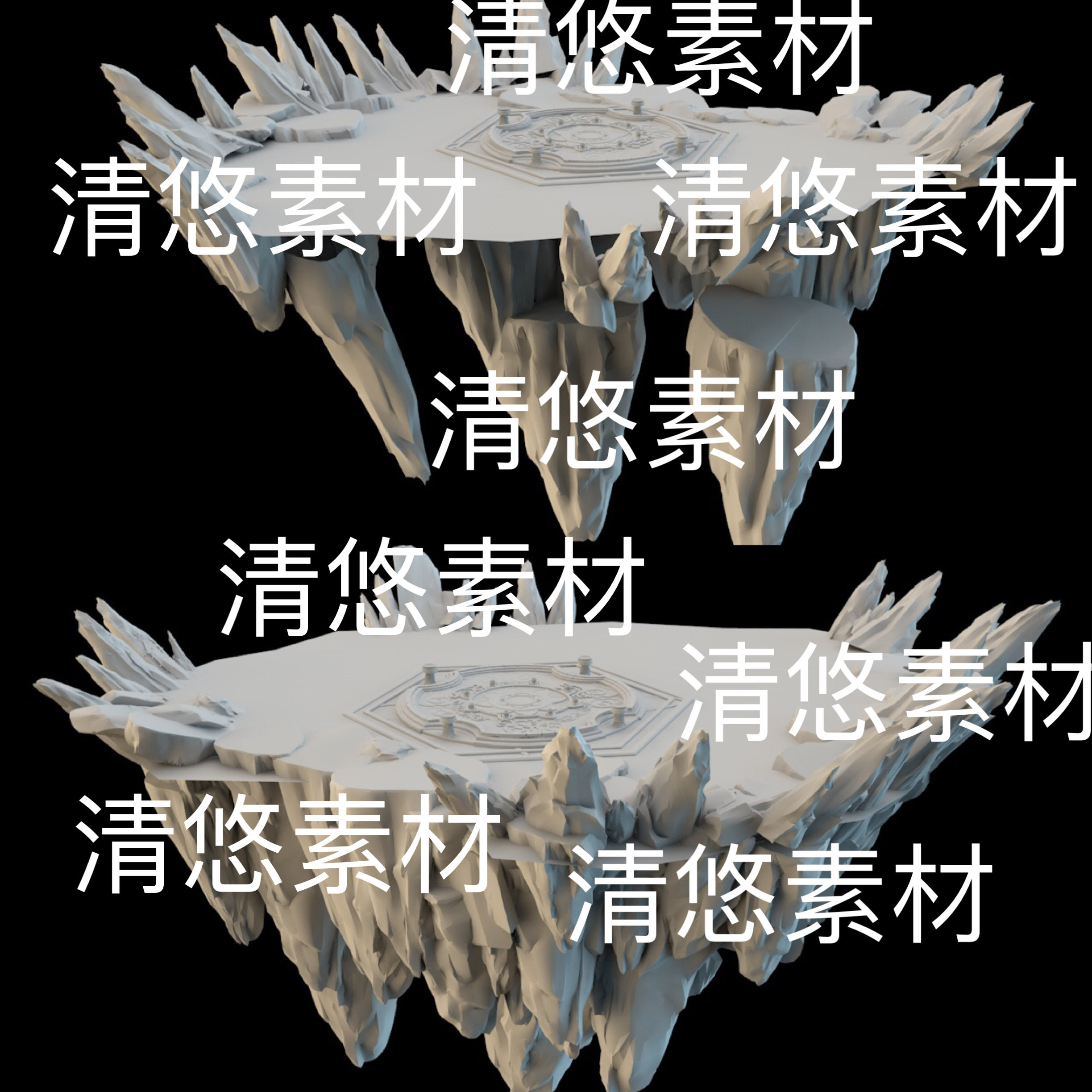 3dmax c4d fbx obj 3ds格式仙侠浮空山石平台祭台文件 非实物B662