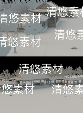 su c4d fbx obj 3ds格式公园场景荷叶连廊古建筑文件 非实物B508