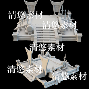 古风擂台武器鼓文件 3dmax 非实物A979 卡通Q版 obj格式 c4d fbx