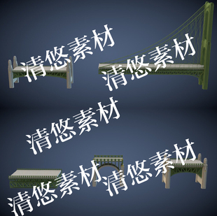 桥梁组件大桥 c4d 非实物A627 欧式 3D模型文件 fbx obj格式