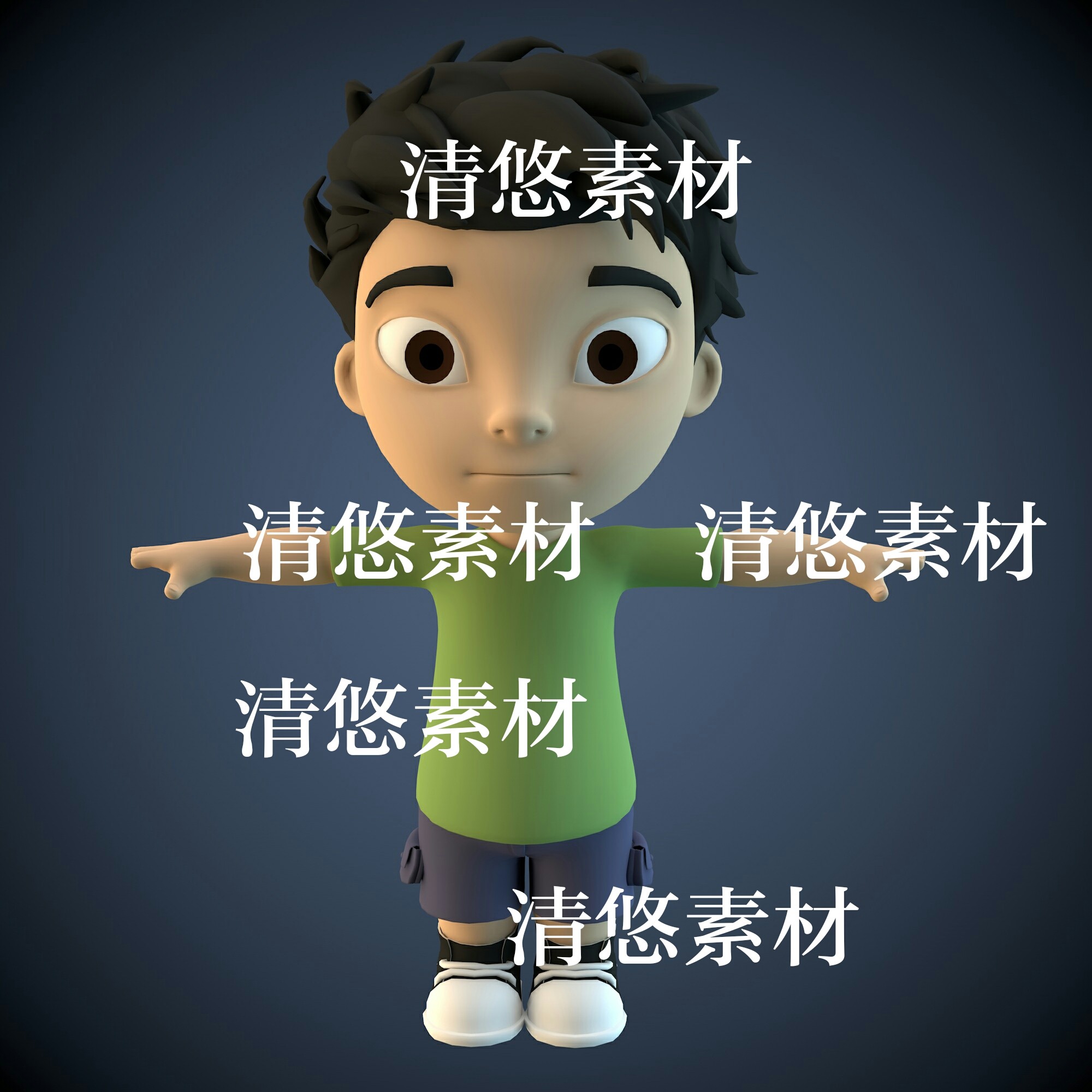 c4d fbx obj可爱卡通Q版小男孩人物形象模型文件 非实物A615