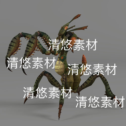 c4d fbx格式游戏怪物螳螂骨骼绑定动作文件 非实物D232