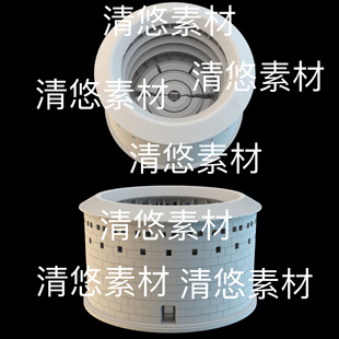 3d古建筑打印文件福建圆形土楼stl格式模型 非实物E191