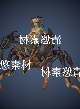 骨骼绑定带动作动物半身蜘蛛人游戏怪物c4d fbx格式 非实物A451