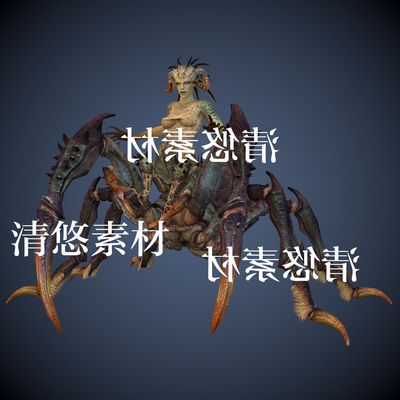 骨骼绑定带动作动物半身蜘蛛人游戏怪物c4d fbx格式 非实物A451