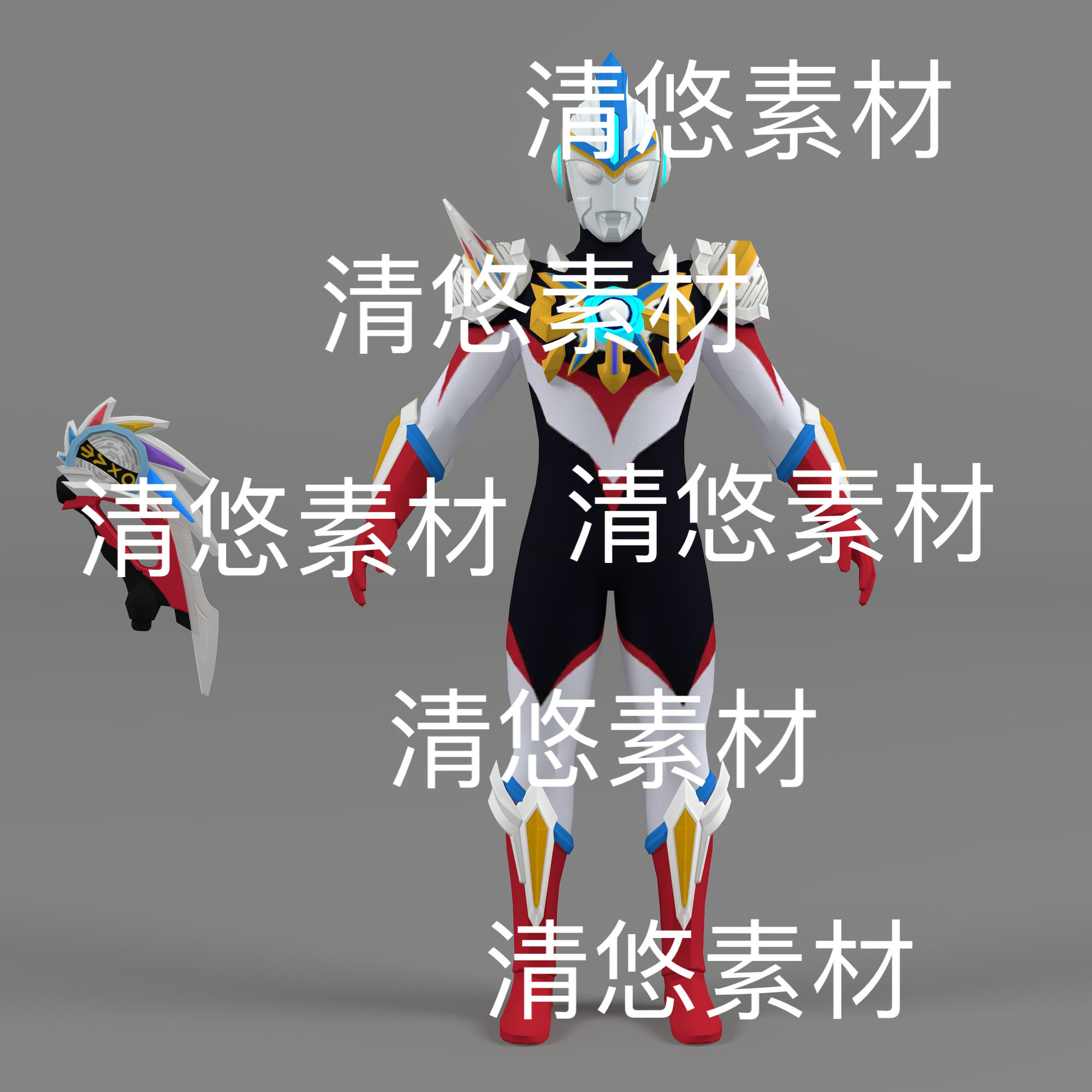 欧布奥特曼人物模型c4d fbx格式骨骼绑定低模文件 非实物D391