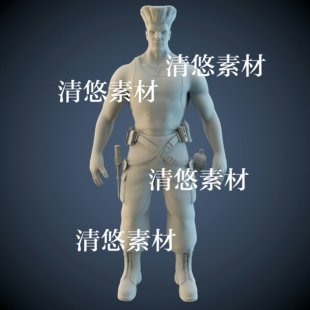 maya fbx obj肌肉男模型大兵战士街霸游戏人物 非实物A498 c4d