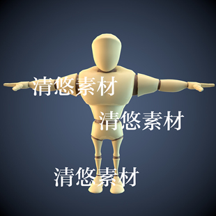 卡通形象人物骨骼绑定带控制器c4d格式 非实物A454 模型文件木偶人