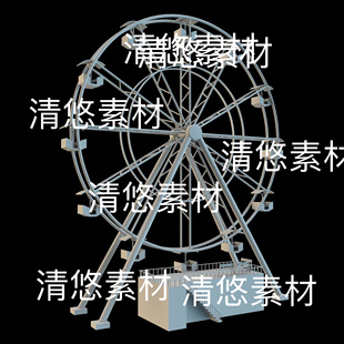 游乐园轮状建筑摩天轮文件 c4d 3ds格式 obj 非实物B944 fbx