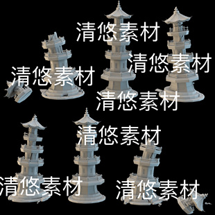 obj格式 3dmax c4d fbx 非实物D210 古代破损塔楼石塔模型文件