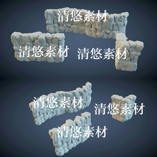 obj格式 3dmax c4d fbx 非实物A700 河道碎石围墙石墙文件模型