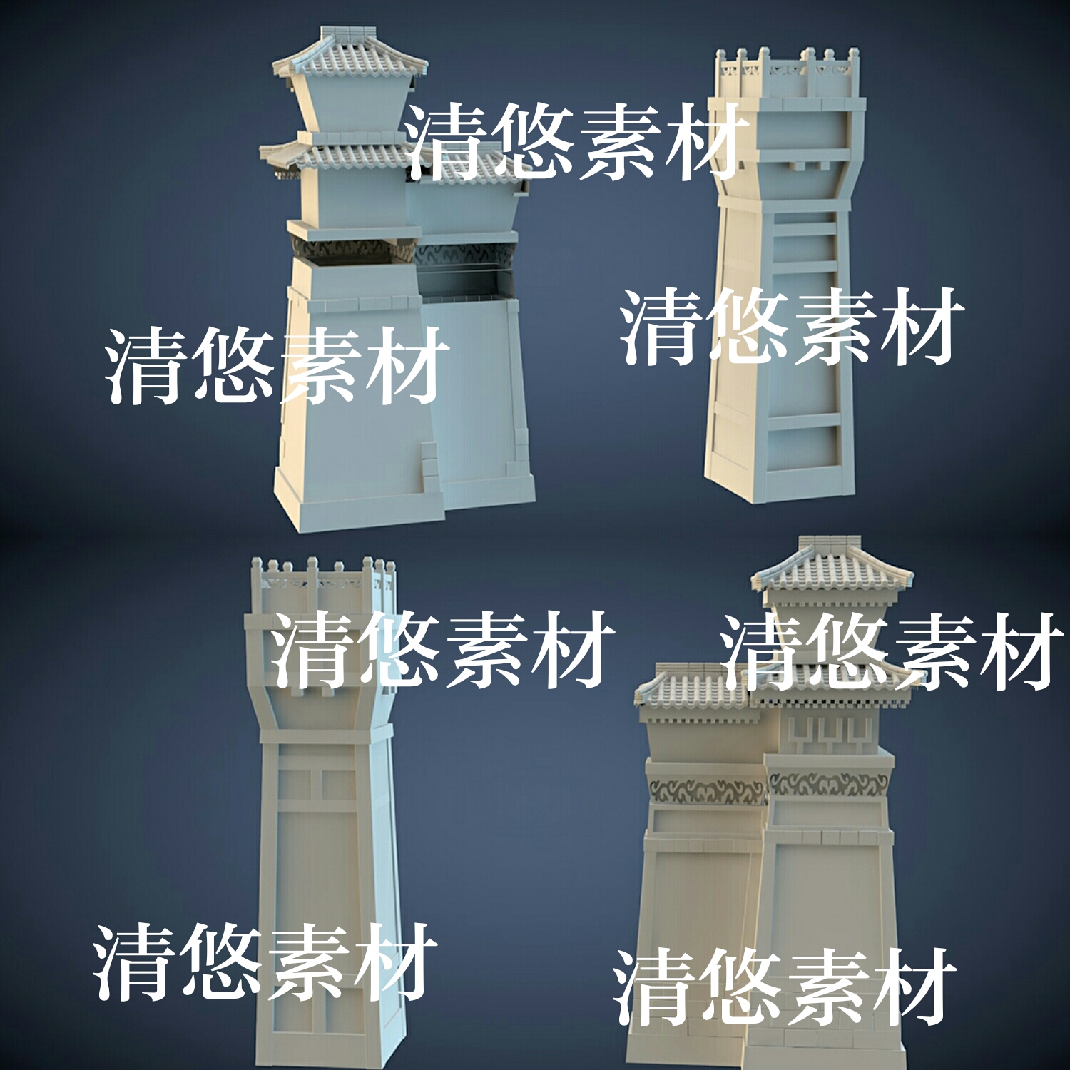 3dmax maya c4d fbx obj古代建筑塔楼箭塔文件模型 非实物A768