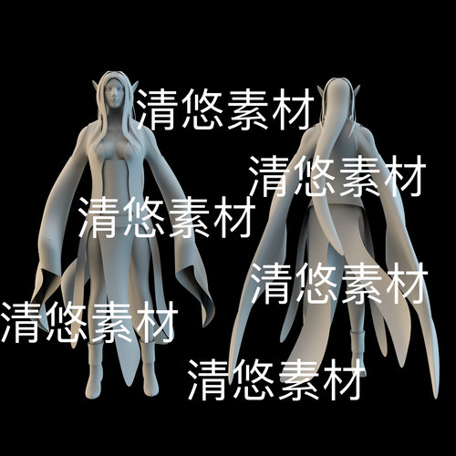 3dmax c4d fbx obj格式东方仙侠精灵魔法师人物文件 非实物B856
