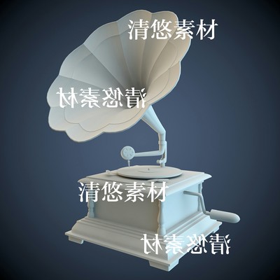 复古留声机唱片机maya c4d fbx obj格式模型喇叭 非实物A461