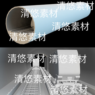 现代火车电车铁轨隧道文件 非实物B599 3ds格式 obj c4d fbx