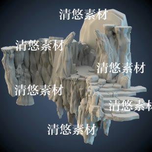 obj格式 3dmax c4d fbx 非实物A863 古风石阶石块石山山石模型文件