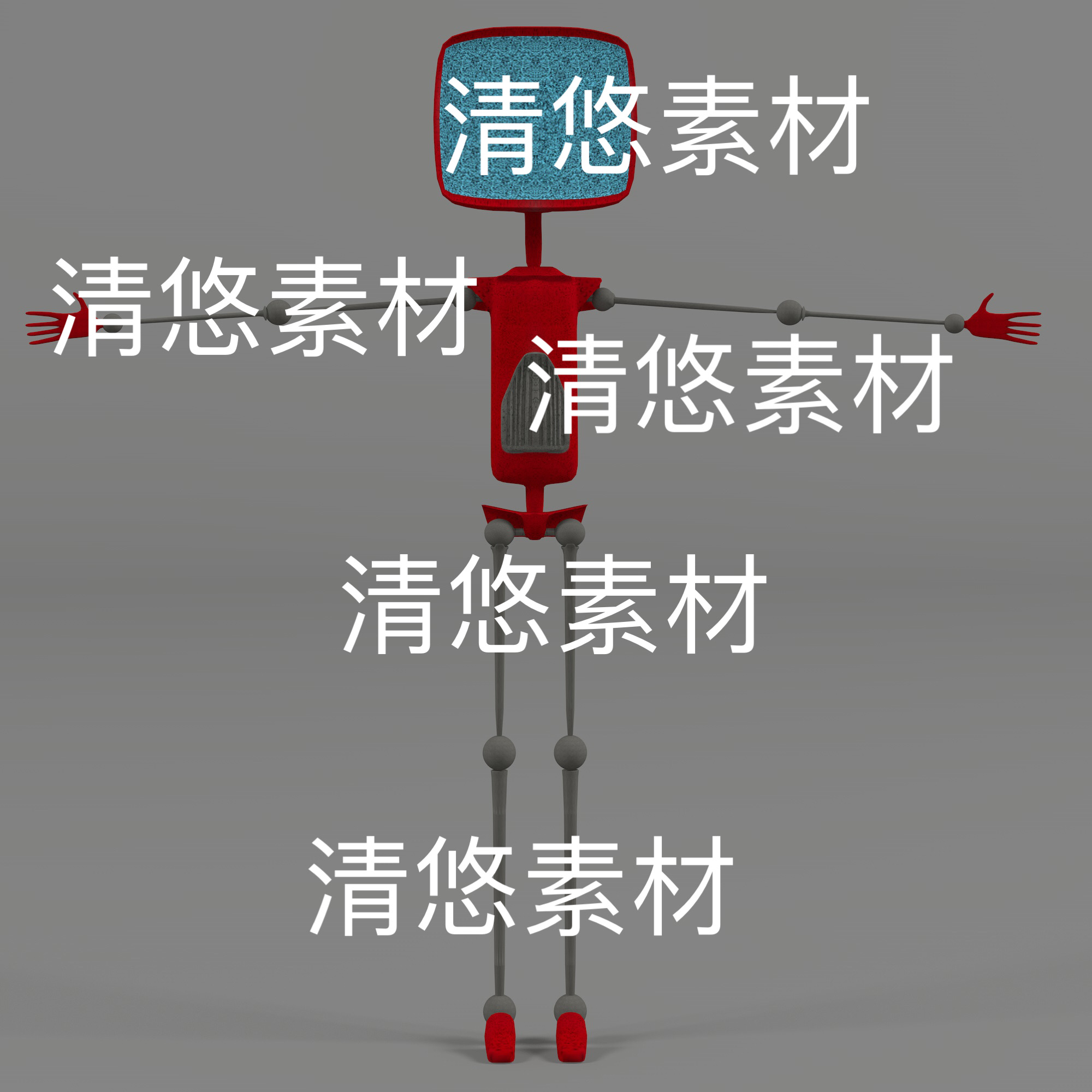 c4d fbx obj格式卡通细胳膊细腿显示屏卡通机器人文件 非实物D897