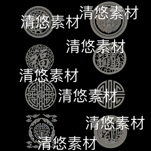 3ds格式 c4d fbx obj 非实物B580 中国风福字竹子龙头浮雕花纹文件