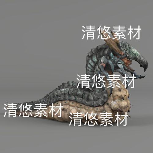 c4d fbx格式甲壳巨型多脚虫子骨骼绑定动作文件 非实物D784