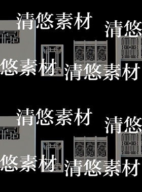 4个 c4d fbx obj格式古风花格窗花门窗文件 非实物B278