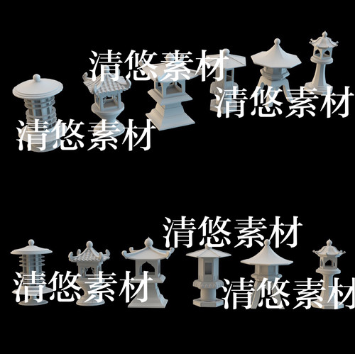 3dmax c4d fbx obj 3ds格式中式古风古代石灯模型文件 非实物B405