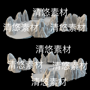 obj格式 3dmax c4d fbx 非实物B626 古风山石山石碎石地形山体文件