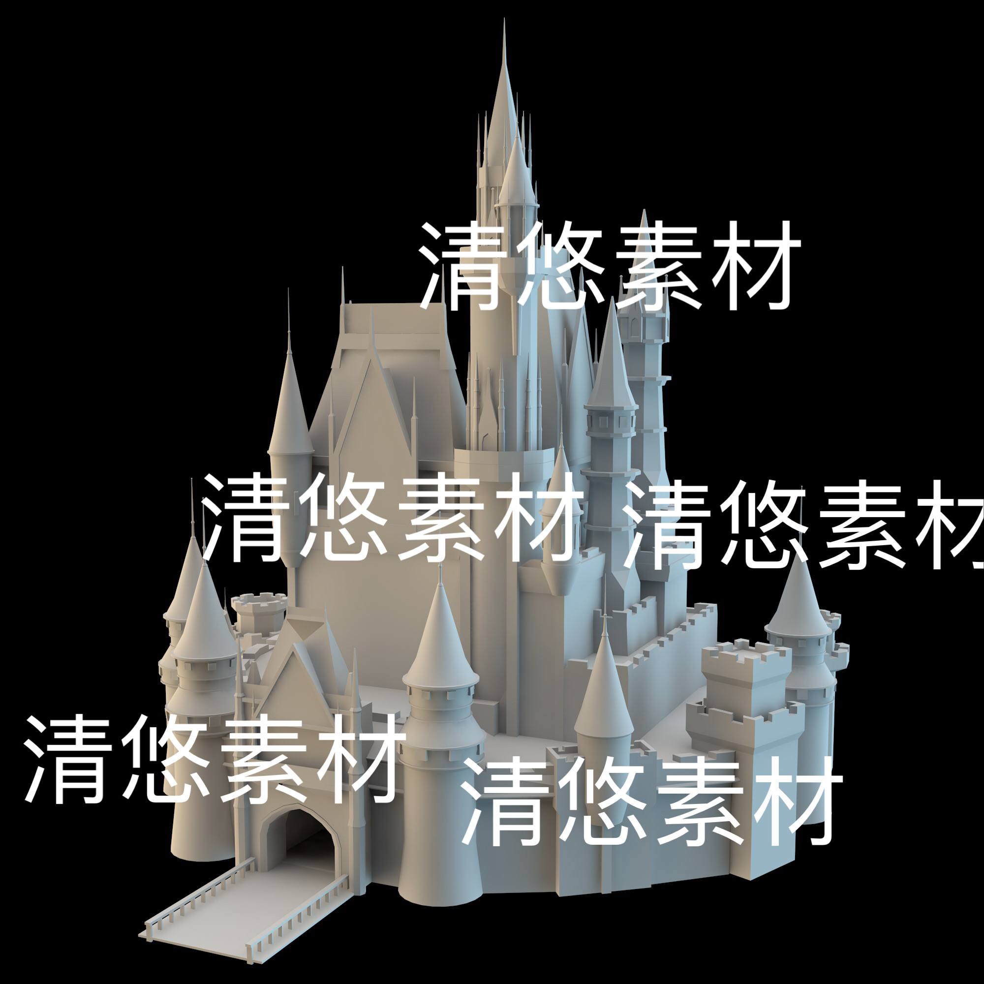 3dmax c4d fbx obj格式欧式房子卡通城堡建筑文件 非实物B926