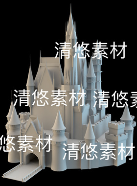 3dmax c4d fbx obj格式欧式房子卡通城堡建筑文件 非实物B926