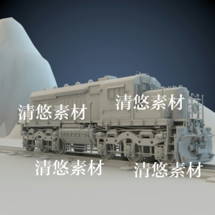 obj格式 maya c4d fbx 非实物A444 模型火车头铁轨地形交通工具