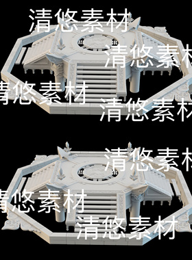 c4d fbx obj格式3dmax仙侠悬空道风广场石台3D文件 非实物E113