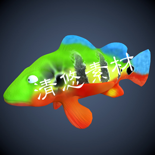 海底鱼 卡通鱼高模maya A147 风格 模型骨骼绑定Q版 c4d fbx格式