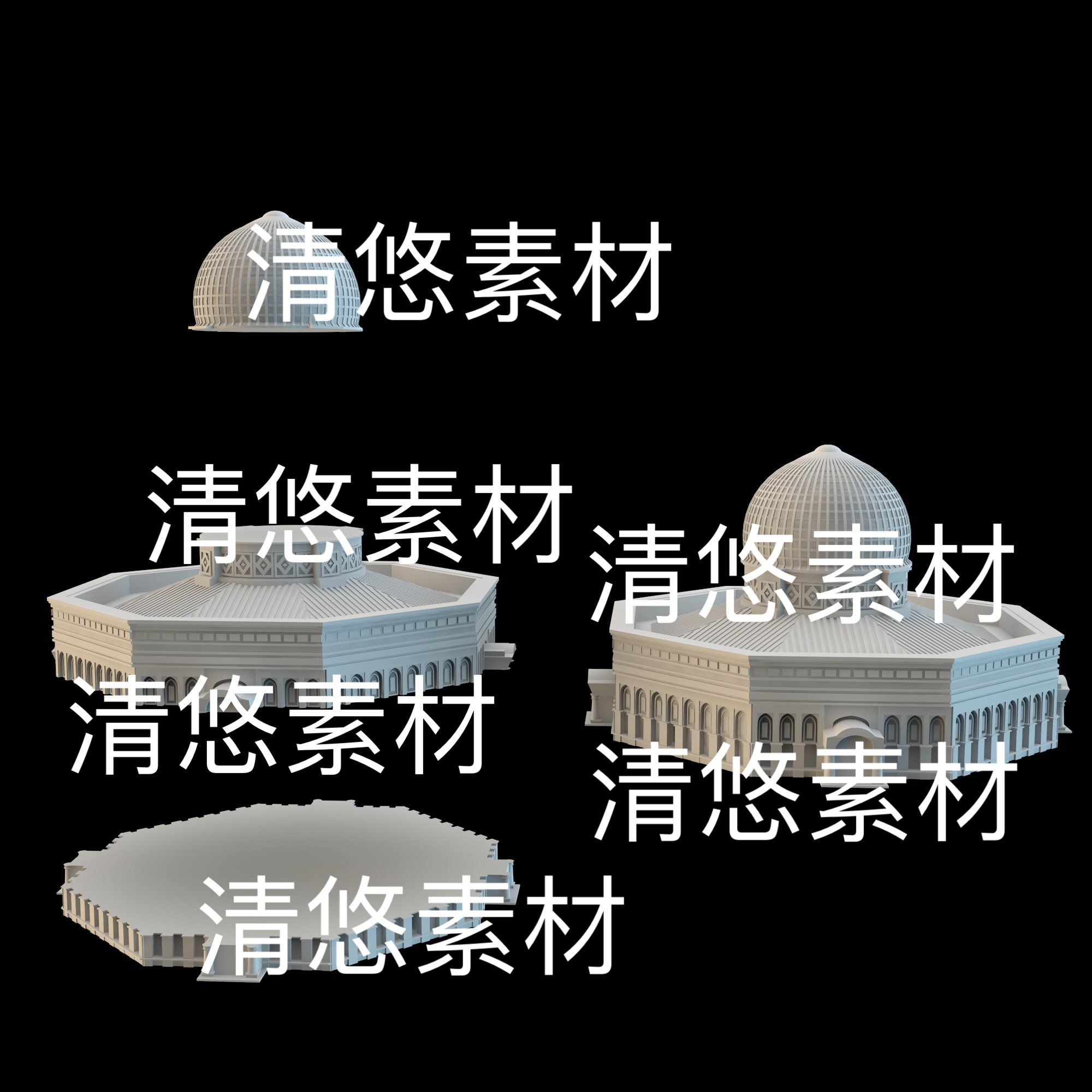 耶路撒冷3d打印stl圆顶清真寺 stl格式模型文件 非实物E282