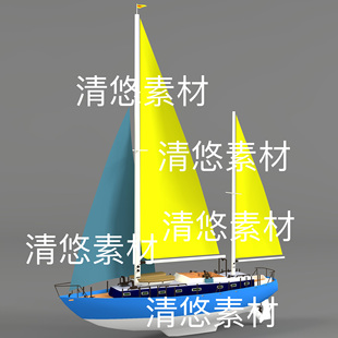 水上航船船舶帆船游轮低模文件 obj格式 非实物D644 fbx c4d