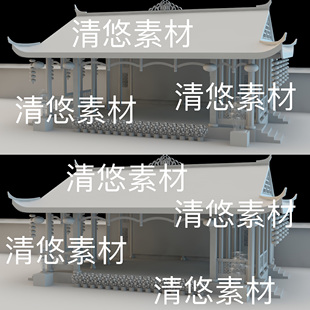 文化戏台演出讲台灯笼文件 3dmax 非实物B790 中式 obj格式 c4d fbx