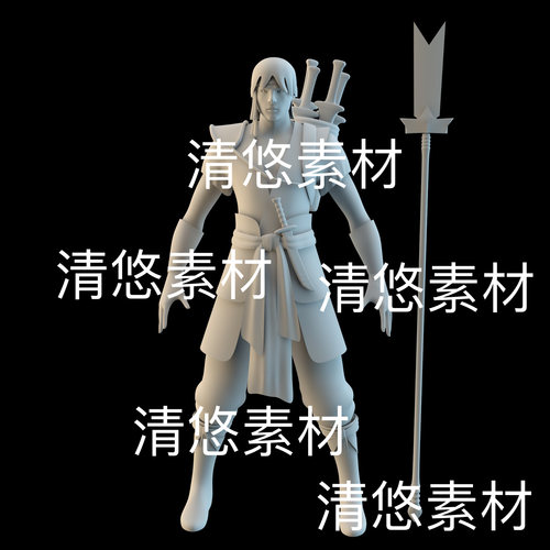 c4d fbx obj格式古代古风青年角色士兵民兵人物男文件 非实物D841