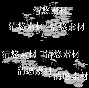 obj格式 3dmax c4d fbx 非实物B341 古风仙幻荷叶路植物文件