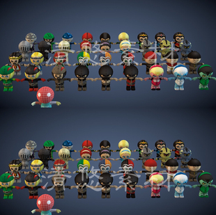 模型游戏人物骨骼绑定 37个 fbx格式 c4d 圆头卡通uinty maya