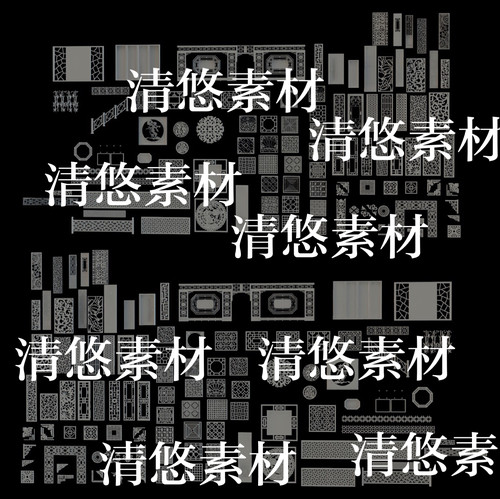 su c4d fbx obj格式中式古风古代屏风花窗花格文件 非实物B293