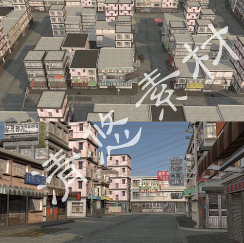maya c4d fbx格式模型unity亚洲东方风格现代街道场景建筑商铺856