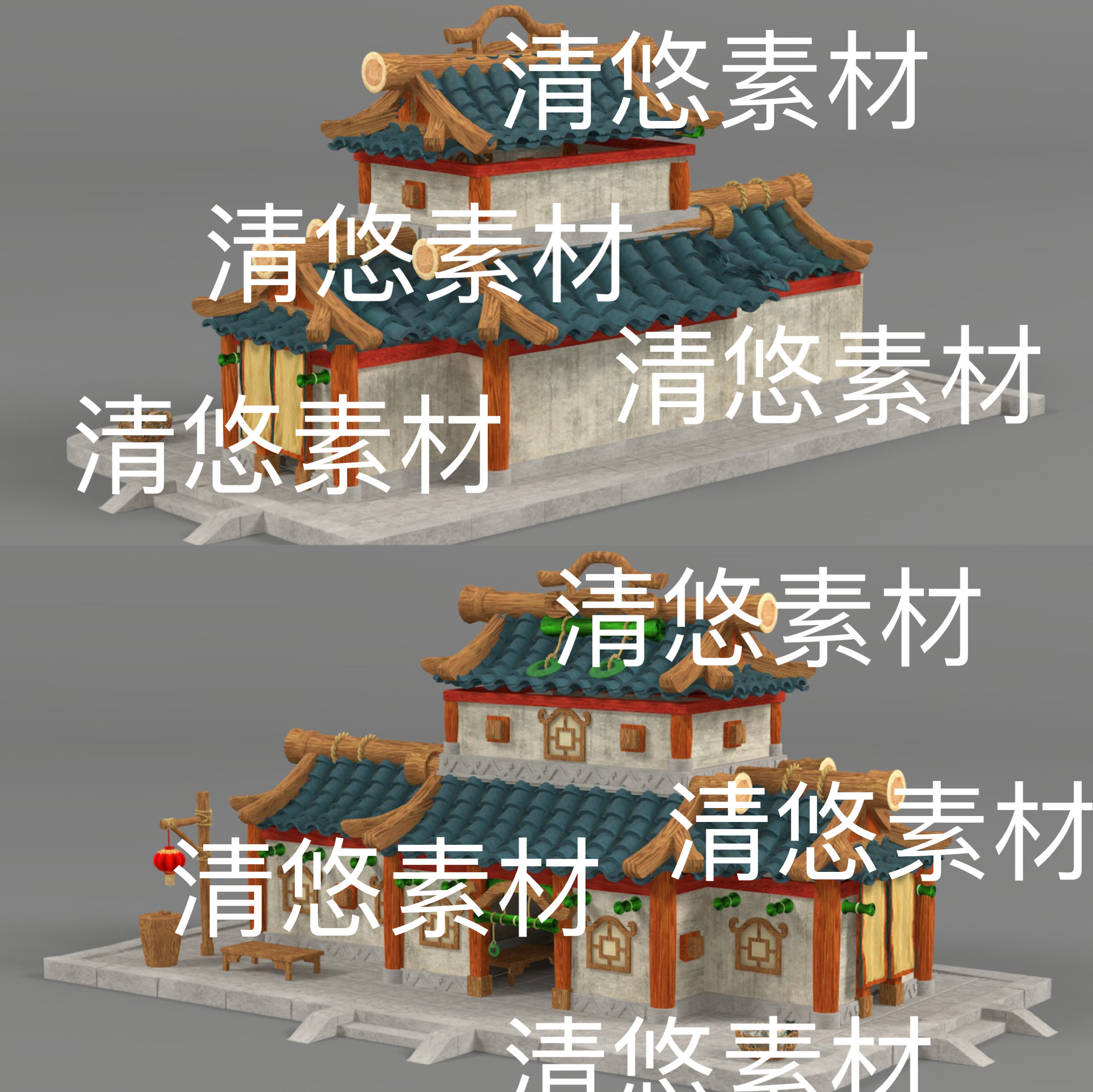 3dmax c4d fbx obj格式古建Q版房子地基卡通小屋文件 非实物D160