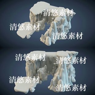 obj格式 3dmax c4d fbx 非实物A849 瀑布石头山石景观场景文件模型